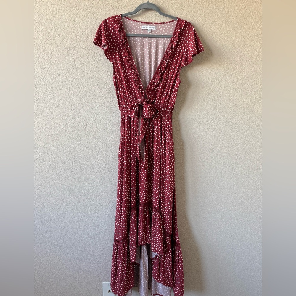 Beyond the Radar High Low Dress Polka Dot Red